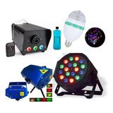 Kit Iluminação Festa Strobo Maquina De Fumaça Laser Par Led