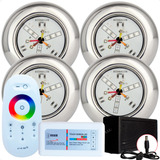 Kit Iluminação Hidralux Piscina 4 Led 9w Rgb Inox E Comando E Fonte 110v 220v