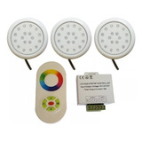 Kit Iluminação Luminaria Piscina 3 Refletor Led Rgb 18w 80mm
