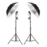 Kit Iluminação Luz Contínua P Estúdio Sombrinha Prata nf e