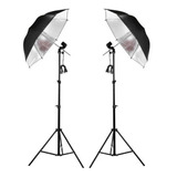 Kit Iluminação Luz Contínua P Estúdio Sombrinha Prata nf e