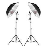 Kit Iluminação Luz Contínua P Estúdio Sombrinha Prata nf e