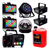 Kit Iluminação Para Festa Máquina De Fumaça Strobo Led Globo