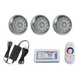 Kit Iluminação Piscina 3 Led Inox 18w Módulo Rgb Fonte