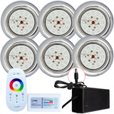 Kit Iluminação Piscina 6 Led 18w Rgb Inox E Comando E Fonte