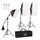 Kit Iluminação Triplo Roma Softbox 50x70cm Girafa 40x40cm 3 Lâmpadas 150w Tripé 190cm Luz Suave Profissional Para Estúdio Foto Vídeo Lives E Produções Bolsa De Transporte Sou Foto110v