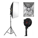 Kit Iluminador De Led Bivolt Softbox 50x70cm Tripé 2m