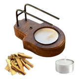 Kit Incensário Queimador Palo 50g De Palo Santo E 10 Velas Cor Madeira Mão De Hamsa