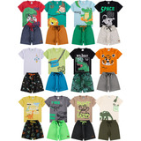 Kit Infantil 10 Peças Menino Conjunto 5 Shorts 5 Camisetas