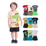 Kit Infantil 10 Peças Menino Conjunto 5 Shorts 5 Camisetas