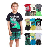 Kit Infantil 12 Peças Menino Conjunto 6 Shorts 6 Camisetas