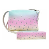 Kit Infantil Bolsa E Estojo Tie Dye Degradê Estrelas Magicc