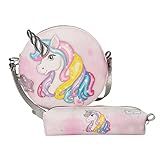 Kit Infantil Bolsa E Estojo Unicórnio Rosa Magicc Bolsas KI 216