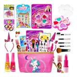 Kit Infantil C Maquiagem Maleta Batom Brilho Esmalte