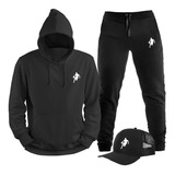 Kit Infantil Com Boné Agasalho E Calça Moletom Basquete
