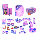 Kit Infantil Comida Geladeira Fogão Microondas Ferro 60p