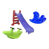 Kit Infantil Escorregador Com Gangorra 2 Lugares E Cavalo