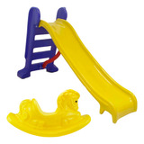 Kit Infantil Escorregador Médio E Gangorra Cavalinho Colorid