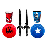 Kit Infantil Espadas Escudos Copos Spidermen