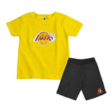 Kit Infantil Lakers Camiseta Algodão E Bermuda Menino 