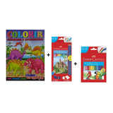 Kit Infantil Livro Colorir Lápis E