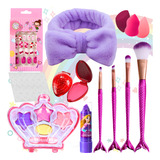 Kit Infantil Maquiagem Completa Paleta Sombra Pincel