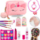 Kit Infantil Maquiagem Conjunto De Make Sombra Pincel Gloss
