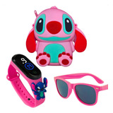Kit Infantil Menina Personagem Desenho Bolsa Óculos Relógio