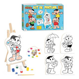 Kit Infantil Quadros De Pintura Com Cavalete Turma Da Monica