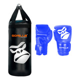 Kit Infantil Saco De Pancada Cheio Par Luva Boxe Gorilla