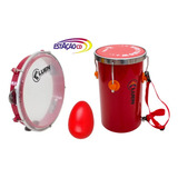 Kit Infantil Tantam Ganza Pandeiro Luen Kids Vermelho