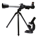 Kit Infantil Vivtelmic20 Telescópio E Microscópio Vivitar Cor Preto