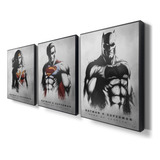 Kit Infinity Quadros Madeira Batman Vs Superman 30x40 3 Unid
