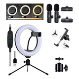 Kit Influencer Ring Light Led Microfone Lapela Profissional