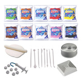 Kit Iniciante Grande Massa Kit Ferramentas Cor 10 Massa De Biscuit Colorida