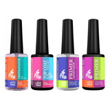Kit Iniciante Unha De Fibra Gel Psiu Prep Primer Top Coat