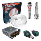 Kit Instalação 3 Câmeras Segurança Cabo Conectores Fonte