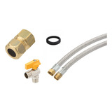 Kit Instalação Gás Encanado Mangueira 120cm registro adaptad