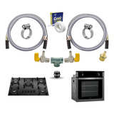 Kit Instalação Mangueira 1 00m Gás Encanado Cooktop E Forno