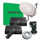 Kit Intelbras 2 Pontos   Antena   Cabo   Lnbf   2 Receptores