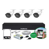 Kit Intelbras 4 Câmeras Vhc 1120 20m Dvr De 4 Canais Hd 02tb