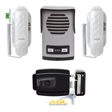 Kit Interfone 2 Pontos Agl Fechadura Elétrica Agl De Botão