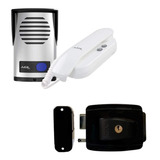 Kit Interfone Porteiro Fechadura 12v Portão Abre Para Fora