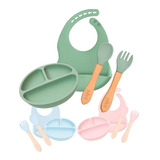 Kit Introdução Alimentar Bebê Pratinho Babador Talheres Buba