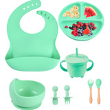 Kit Introdução Alimentar Bebê Silicone Babador