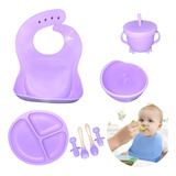 Kit Introdução Alimentar C Ventosa Em Silicone Livre De Bpa