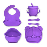 Kit Introdução Alimentar Silicone Completo Bebê Ventosa