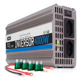Kit Inversor 12v Para 110v Conversor De Tensao 4000w Pico 8000w Tripla Proteção Onda Senoidal Led Indicador Botão Liga desliga 2 Tomada Universal Acompanha 4 Fusível 30a Brinde