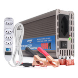 Kit Inversor 12v Para 220v 1000w Conversor Tensão Onda Modificada Pico 2000w Tripla Proteção Tomada Universal Led Indicador Botão Liga desliga Regua 4 Tomadas Bivolt 2 Fusível 10a Garra Jacaré Brinde