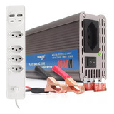 Kit Inversor Conversor De Tensão 12v Para 110v 1000w Pico 2000w Led Indicador De Liga desliga Régua 4 Tomadas Usb E Type c Carregamento Rápido 12w Acompanha 2 Fusível 10a Brinde